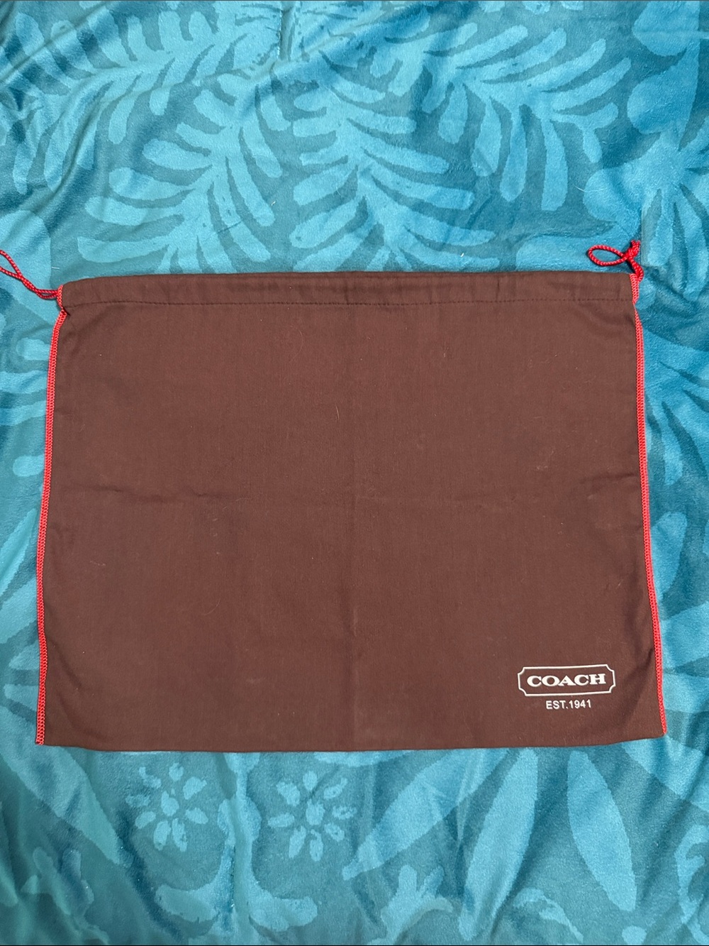 Coach Brown Dust Bag with Red Trim and Logo